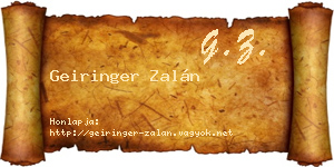 Geiringer Zalán névjegykártya